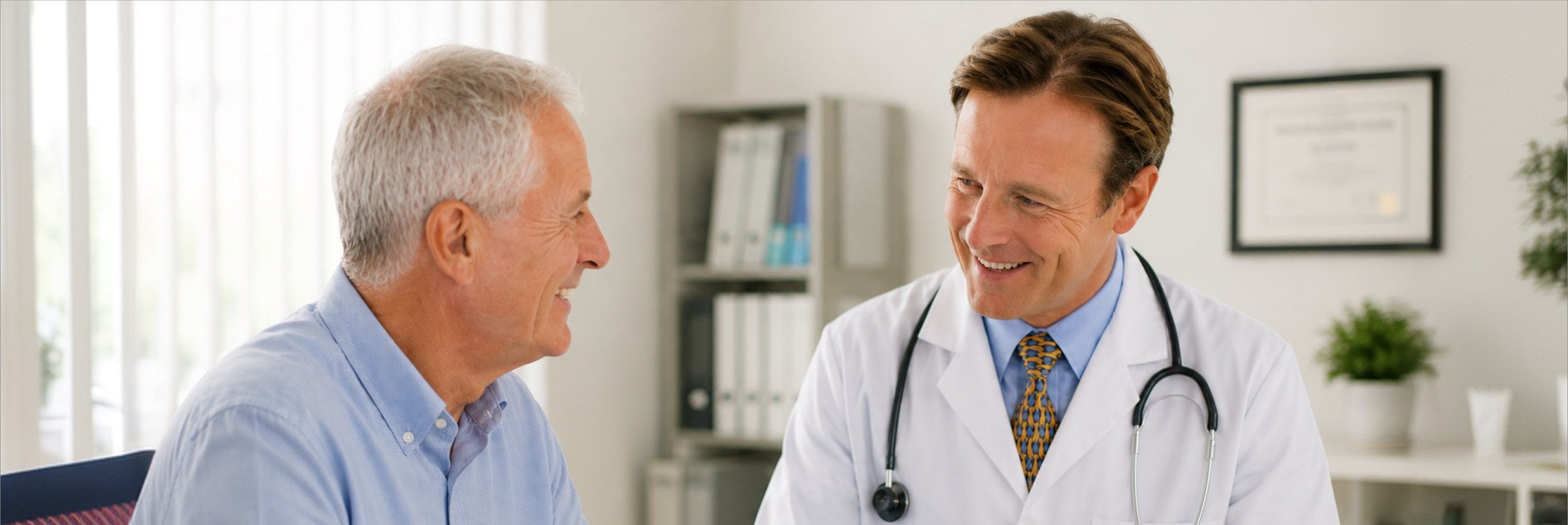 A patient speaking with his physician